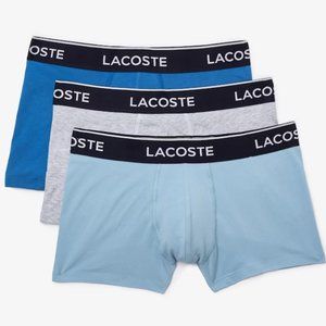 New Lacoste Boxer Briefs Casual 3 Pack Cotton Stretch Blue Gray